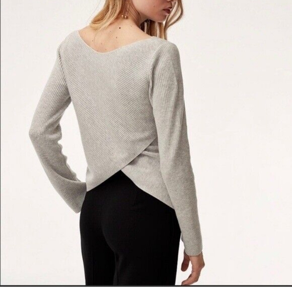 Babaton kitano dark grey ribbed wool and linen blend top - Picture 7 of 7